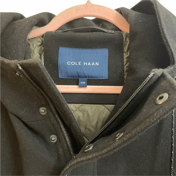 Cole Haan Black Wool Blend Coat - Picture 4 of 10